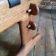 Vintage leather rocking chair by Angel Pazmino 1960