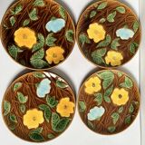 4 vintage Sarreguemines earthenware dessert plates