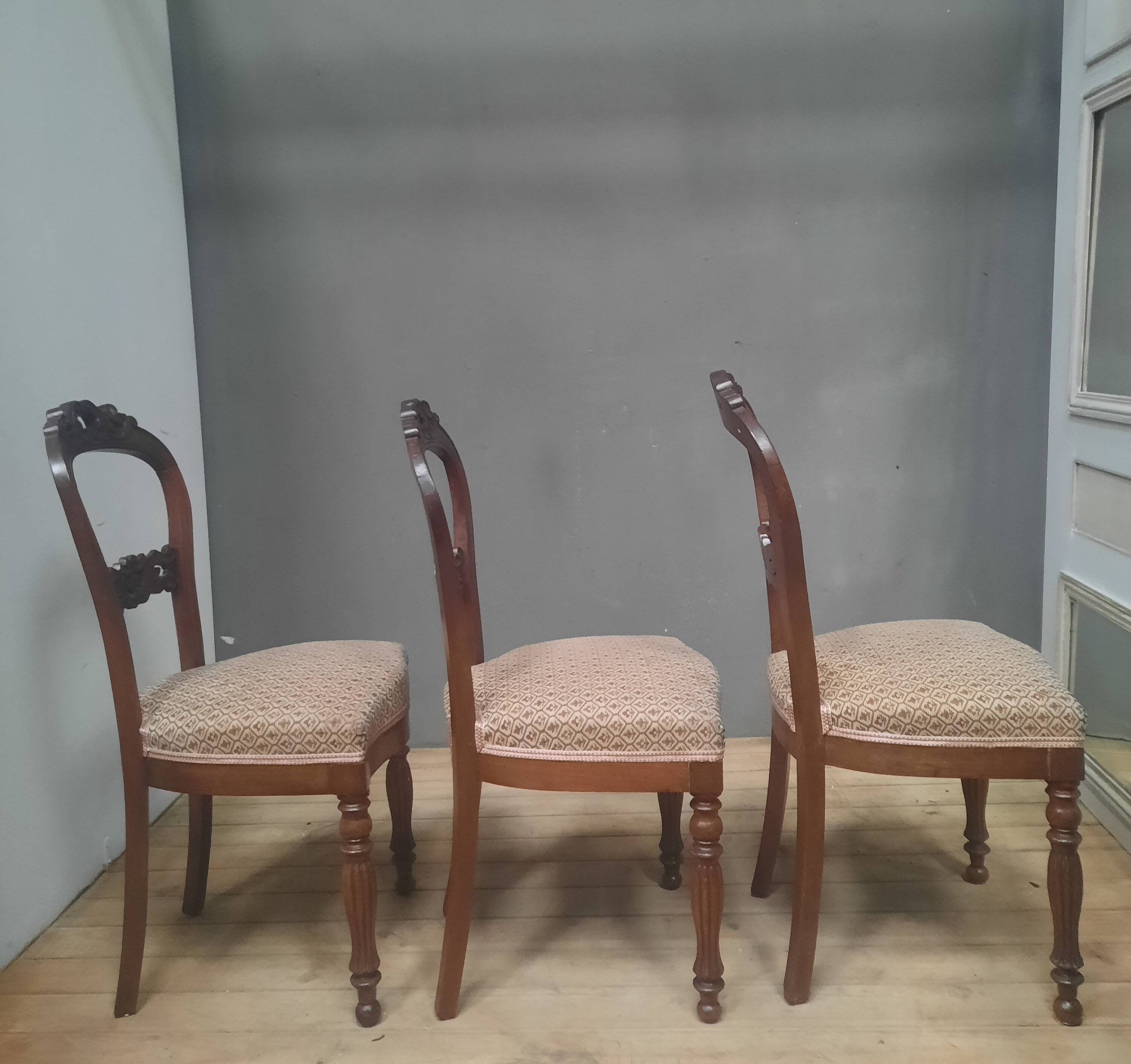 3 chaises Napoléon III  en acajou