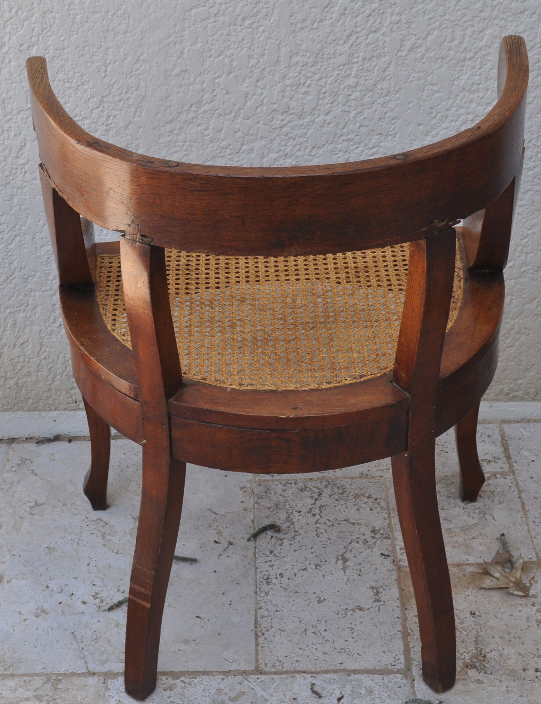 Fauteuil barbier ancien original bois cannage