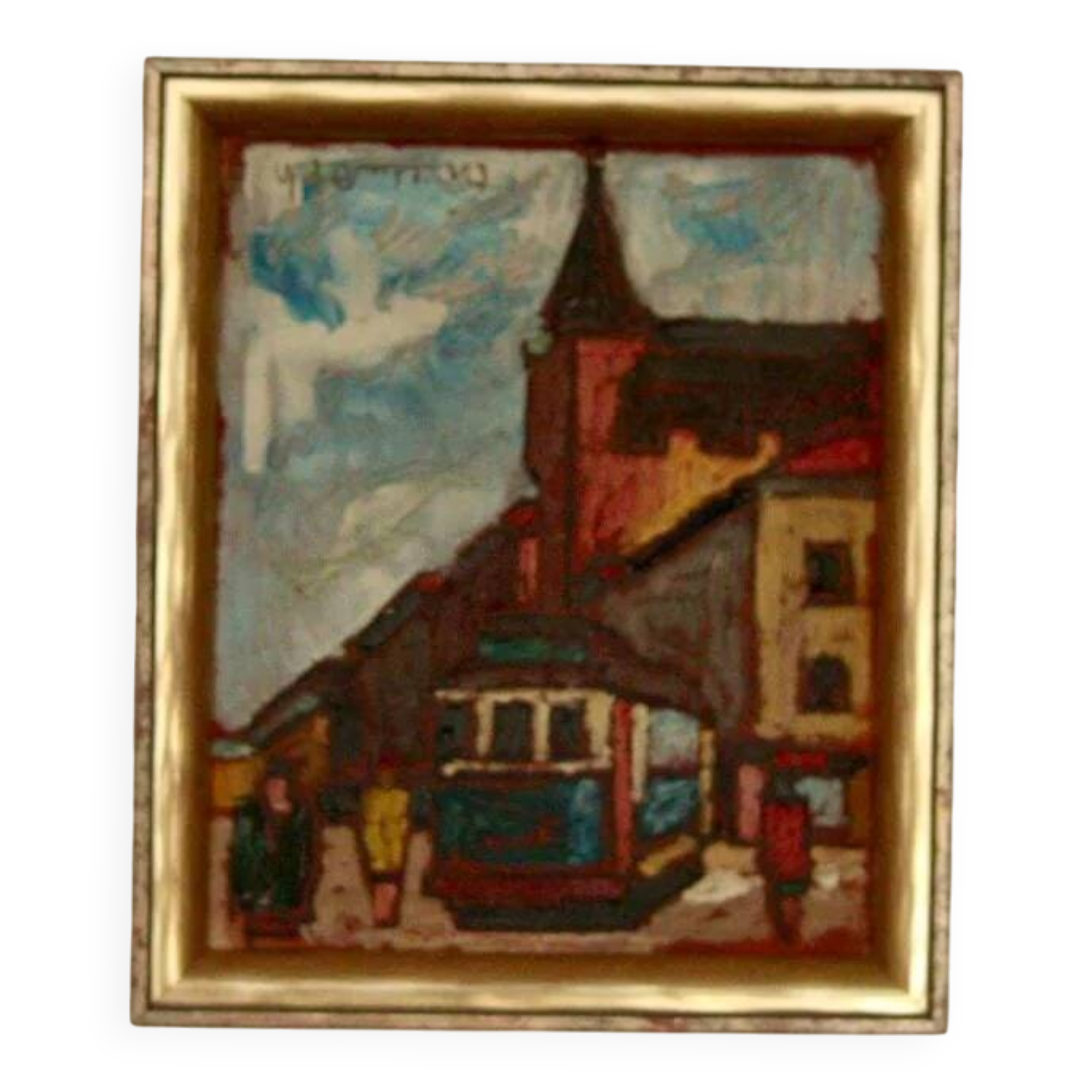 Original Mid Century Swedish Oil on Panel – “City II” by Wilhelm Henning –