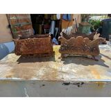 2 cast iron planters from 1900 from Charleville-Mézières, rockery style