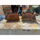 2 cast iron planters from 1900 from Charleville-Mézières, rockery style