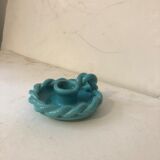 Bougeoir et cendrier en faïence turquoise