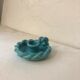 Turquoise earthenware candle holder and ashtray