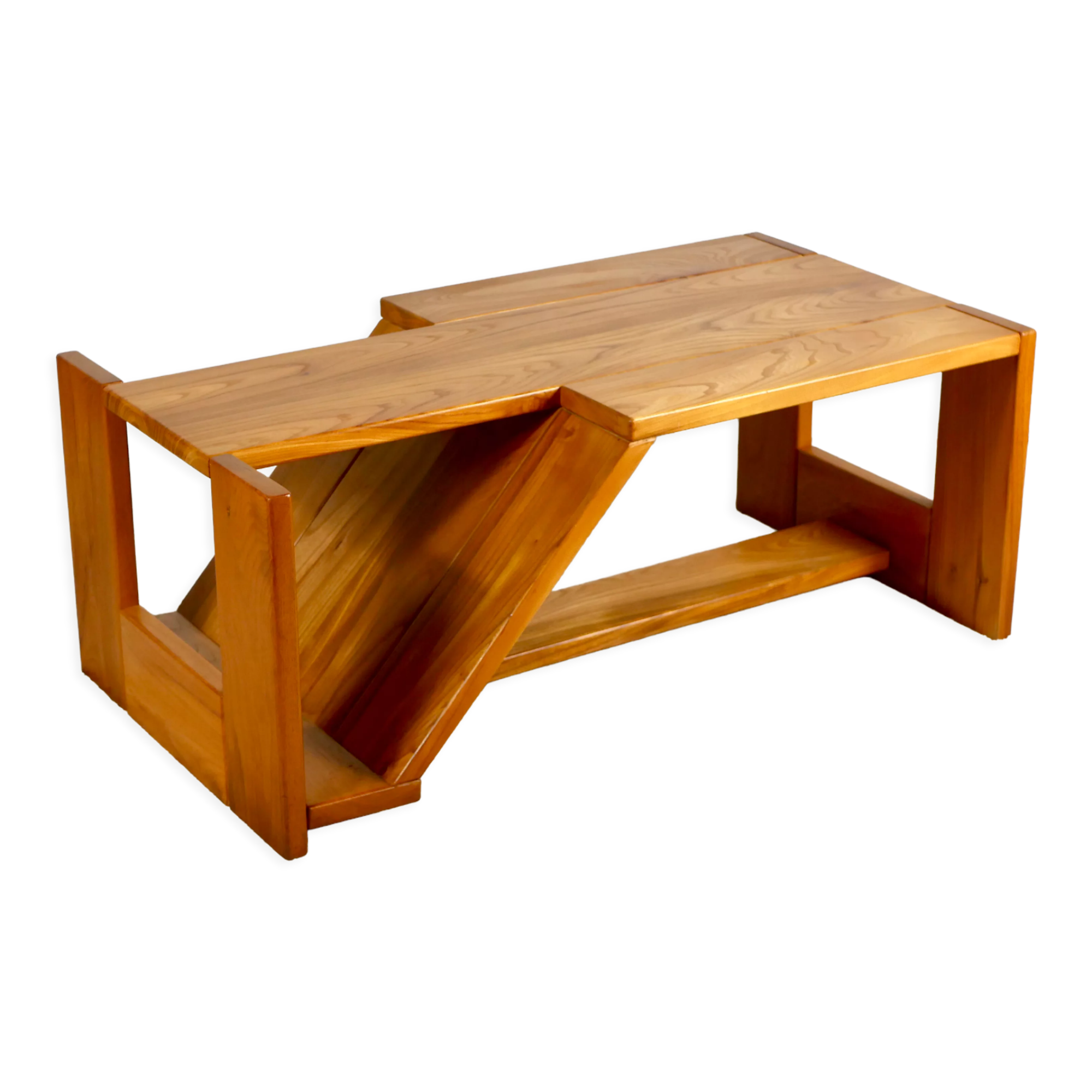 Asymmetrical solid elm coffee table Maison Regain