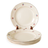 Lot de 5 assiettes à dessert Digoin Sarreguemines, modèle petites fleurs, 1960
