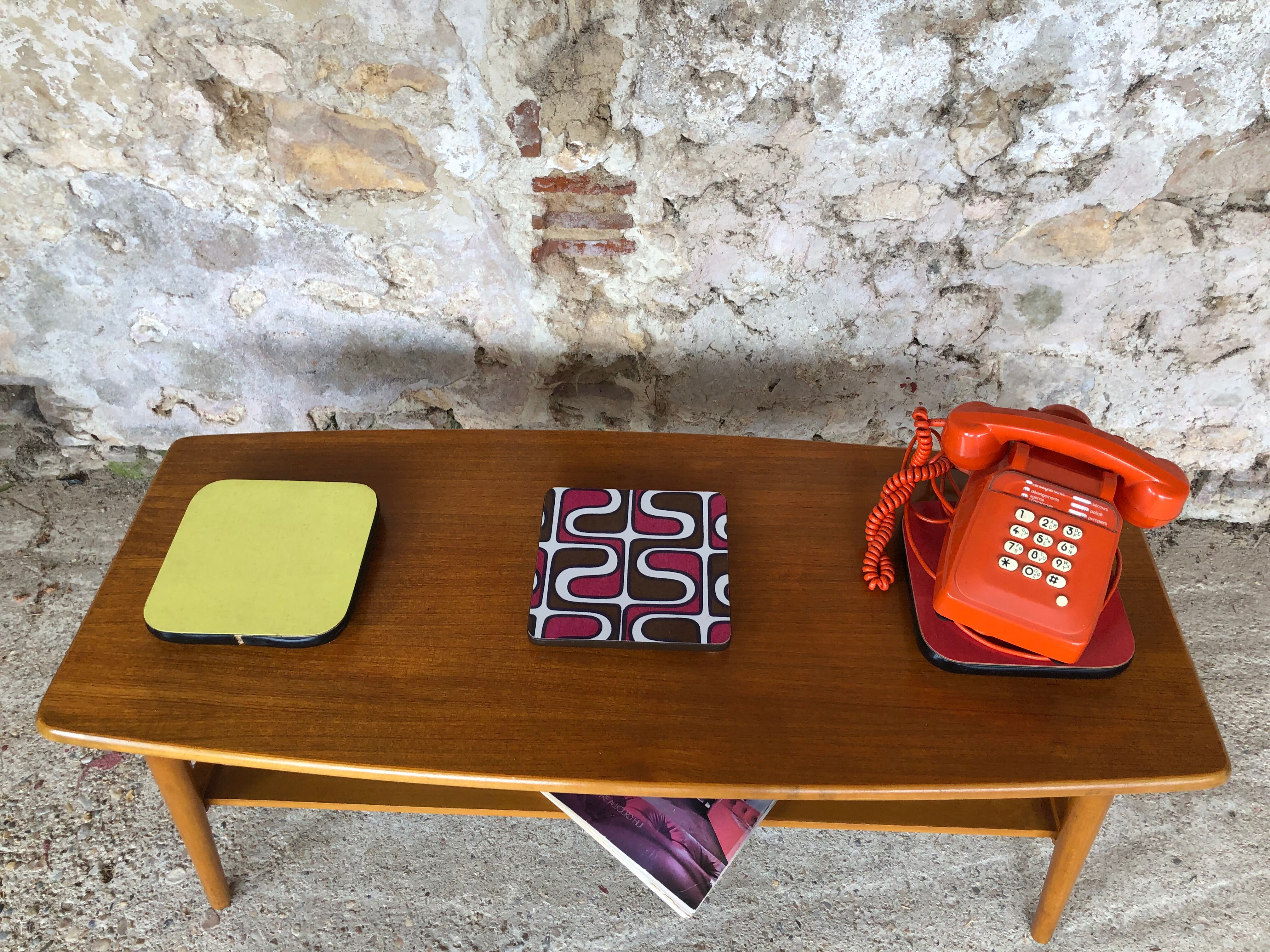 Scandinavian teak coffee table in the 70s