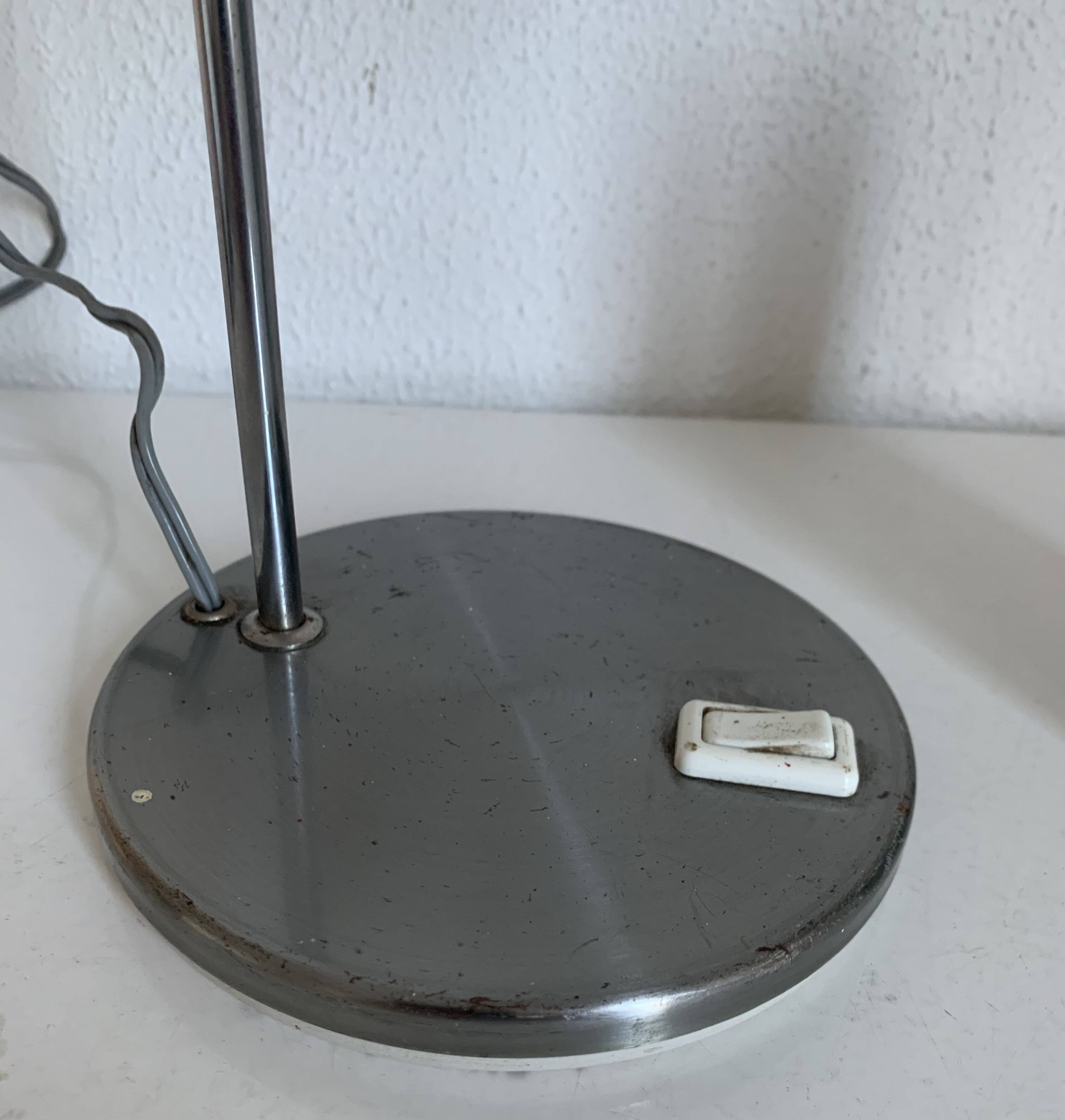 1960s vintage table lamp eyeball brushed steel Aluminor - 34 cm