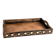 Vintage handcrafted service platter in carved and inlaid wood, India.