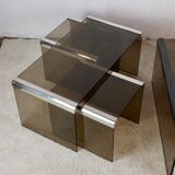 Nesting tables smoked glass by Gallotti & Radice