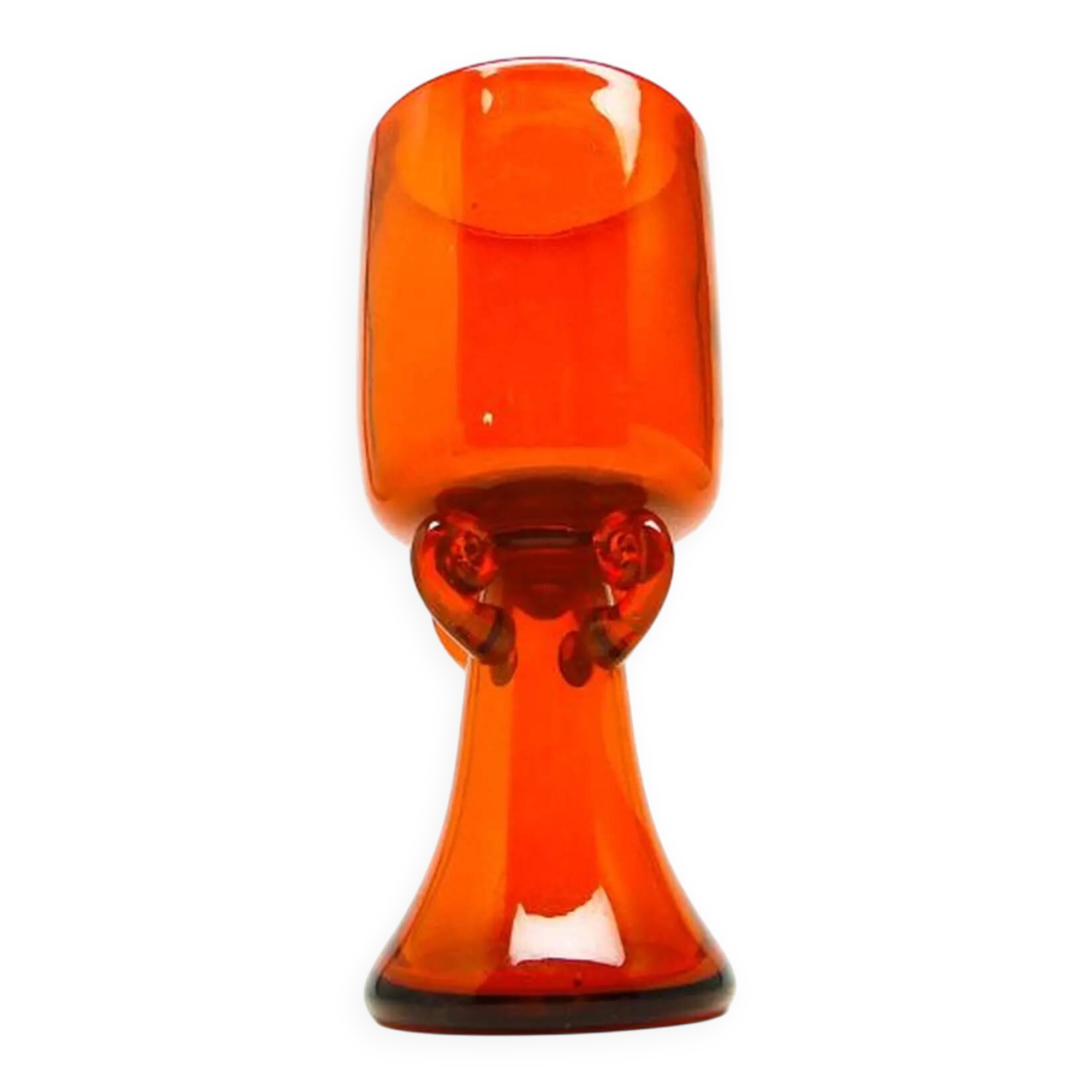 Krakow goblet, mid-century modern, red glass, designed by J. Słuczan-Orkusz, Poland, 1970s