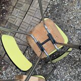 Chaises Formica jaune  pieds compas 1950