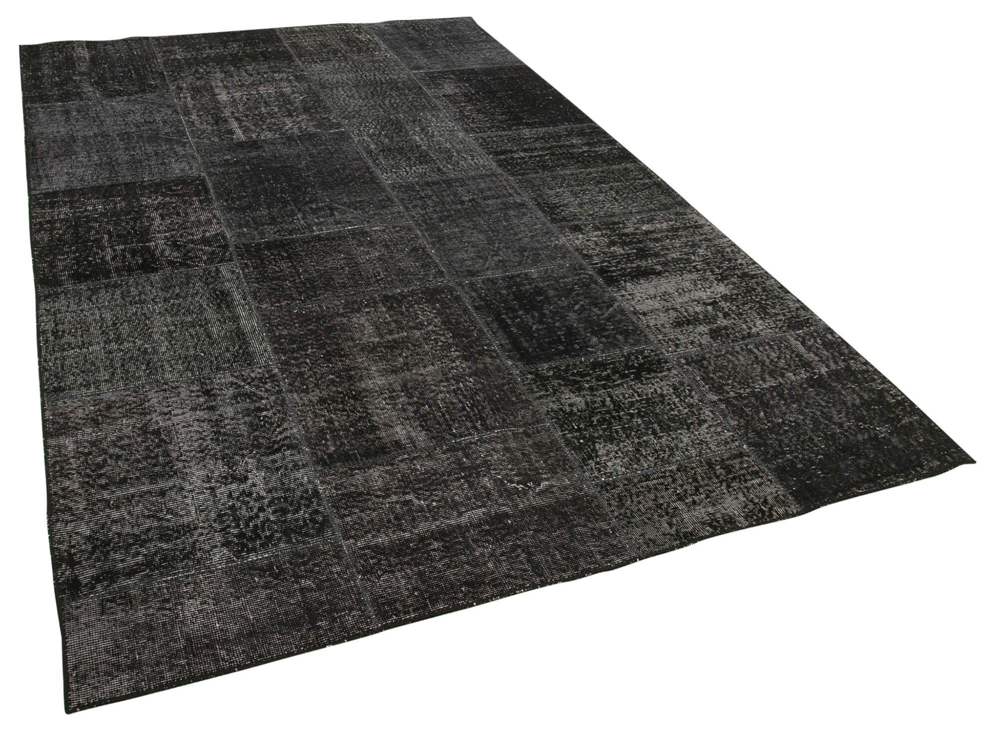 Handmade Turkish Overdyed 193 cm x 300 cm Black Patchwork Carpet