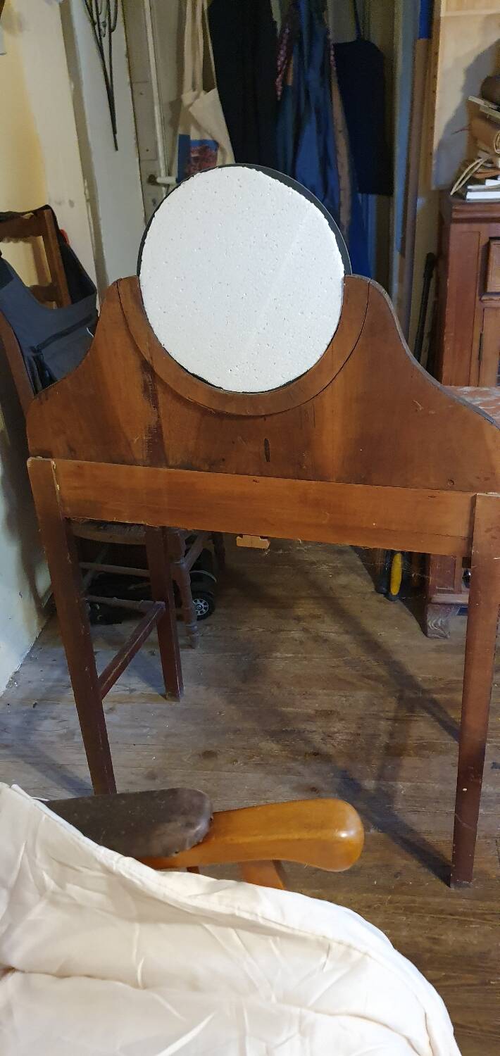 Wood and red marble dresser