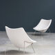Pair of armchairs and ottoman Oyster F159 Artifort Pierre Paulin