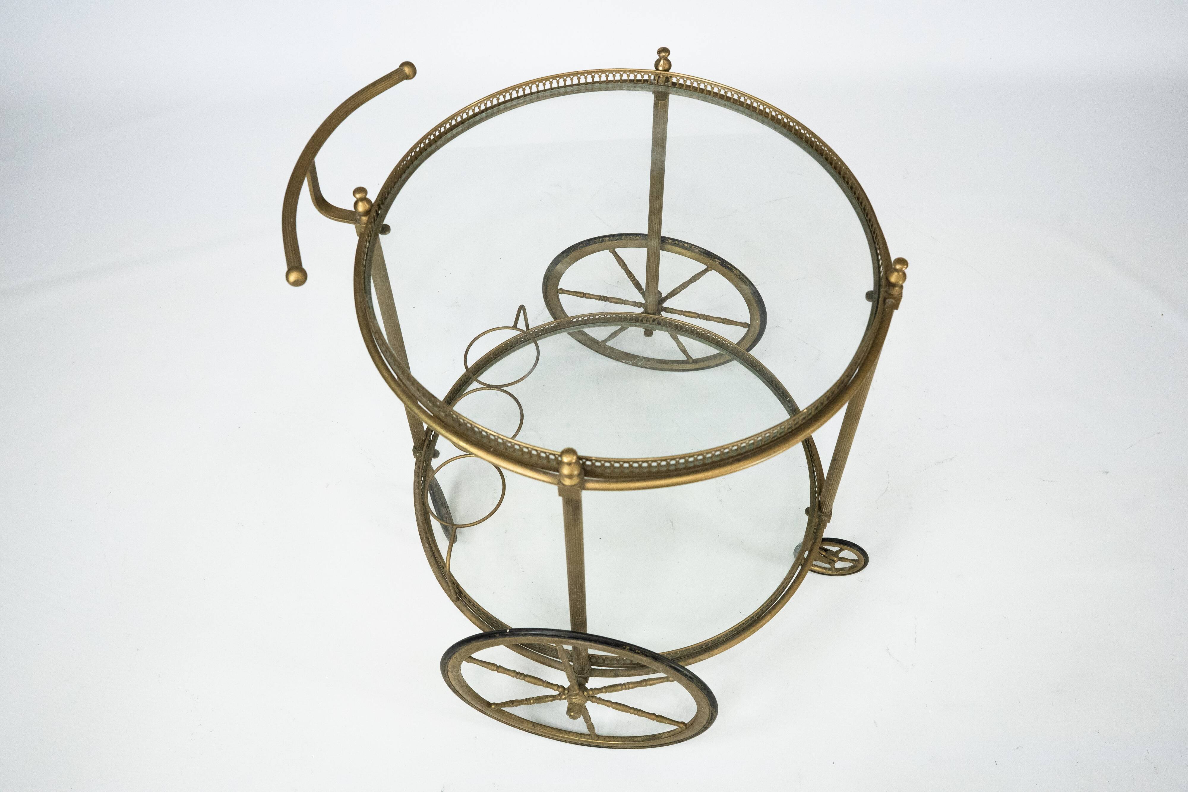 Vintage Brass Bar Cart by Cesare Lacca, Italy, 1950s.