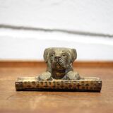 Vintage Dog Head Bronze Pen Holder