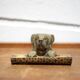 Porte-stylo en bronze tête de chien vintage