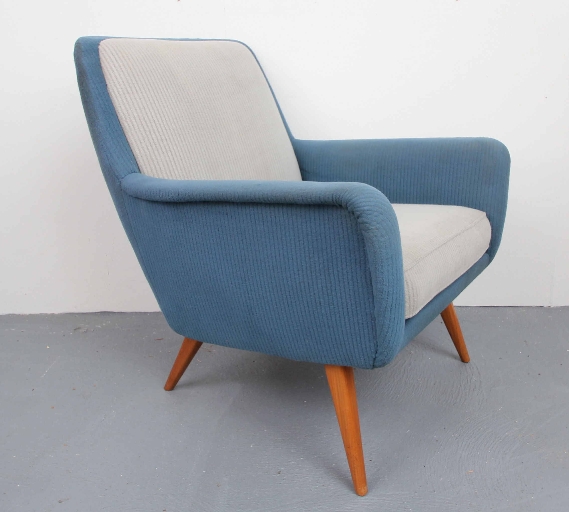 1950s armchair in grey and blue
