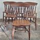Antique set of 6 farmhouse patinated oak dining chairs, 19th century