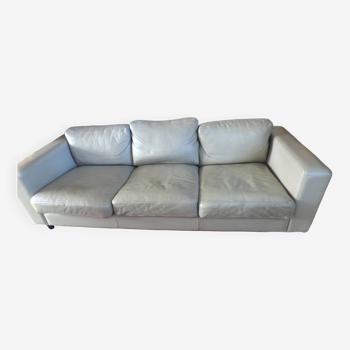 Canapé en cuir gris 3 places