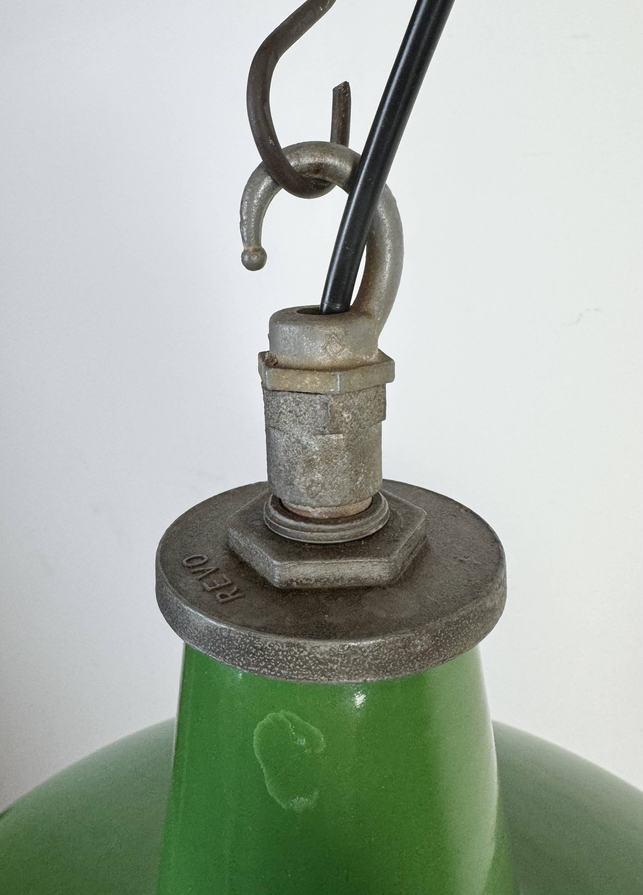 Industrial Green Enamel Factory Pendant Lamp from Revo, 1950s