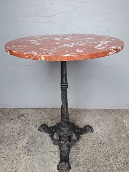 Table bistro period art Nouveau 1900 cast and marble