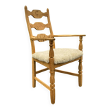 Chaise à dossier haut Henning Kjaernulf avec laine d'agneau neuve