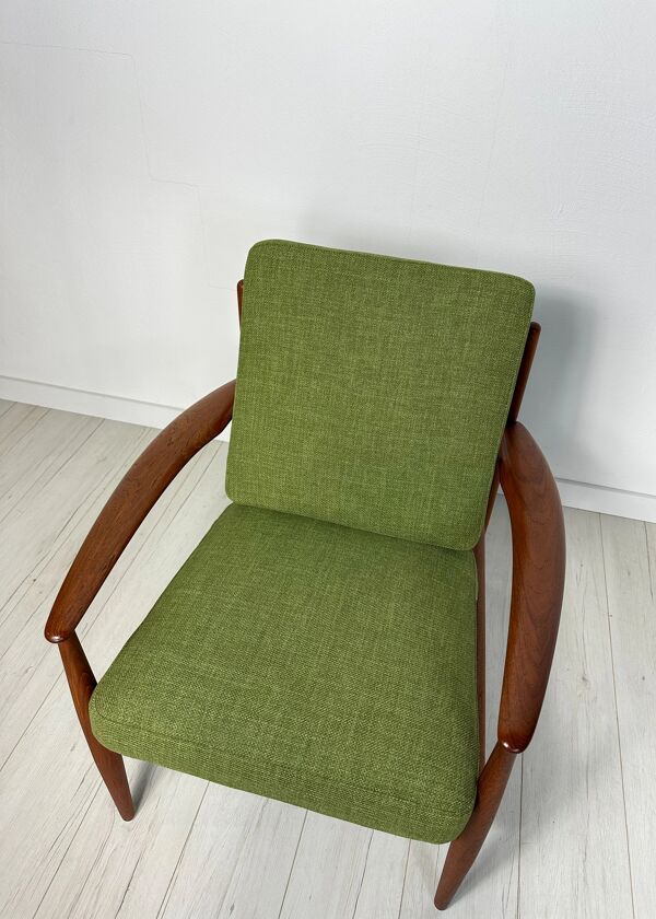 Fauteuil vintage danois en teck des années 1950, signé Grete Jalk pour France & Daverkosen
