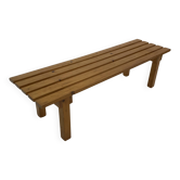 Minimalist vintage sofa design in pinewood wood solid slatted bench