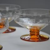 4 coupes à champagne verre ciselé