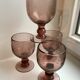 Set of 4 glasses with bubbled glass stems from biot violets 70s