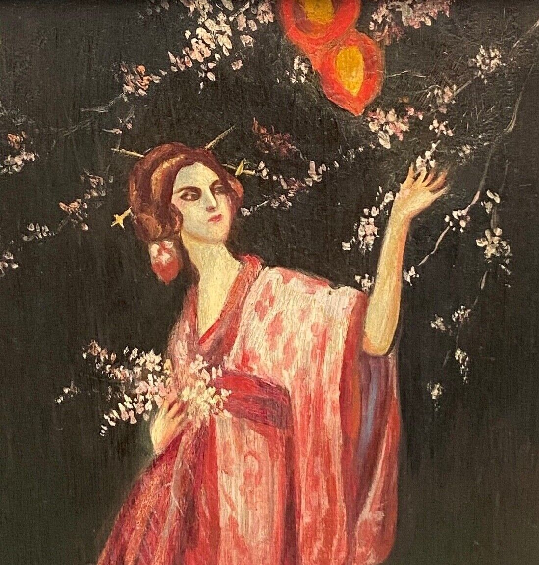 Oil on panel by E. Neill Geisha scene Early twentieth century