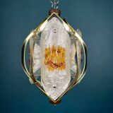 Amber chrome chandelier Murano mid-century by Toni Zuccheri for Mazzega, Italy, 1970s.