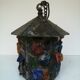 Peter Marsh porch lantern, colored glass, lead and Hammered Sheet metal, 1950s Arts & Crafts