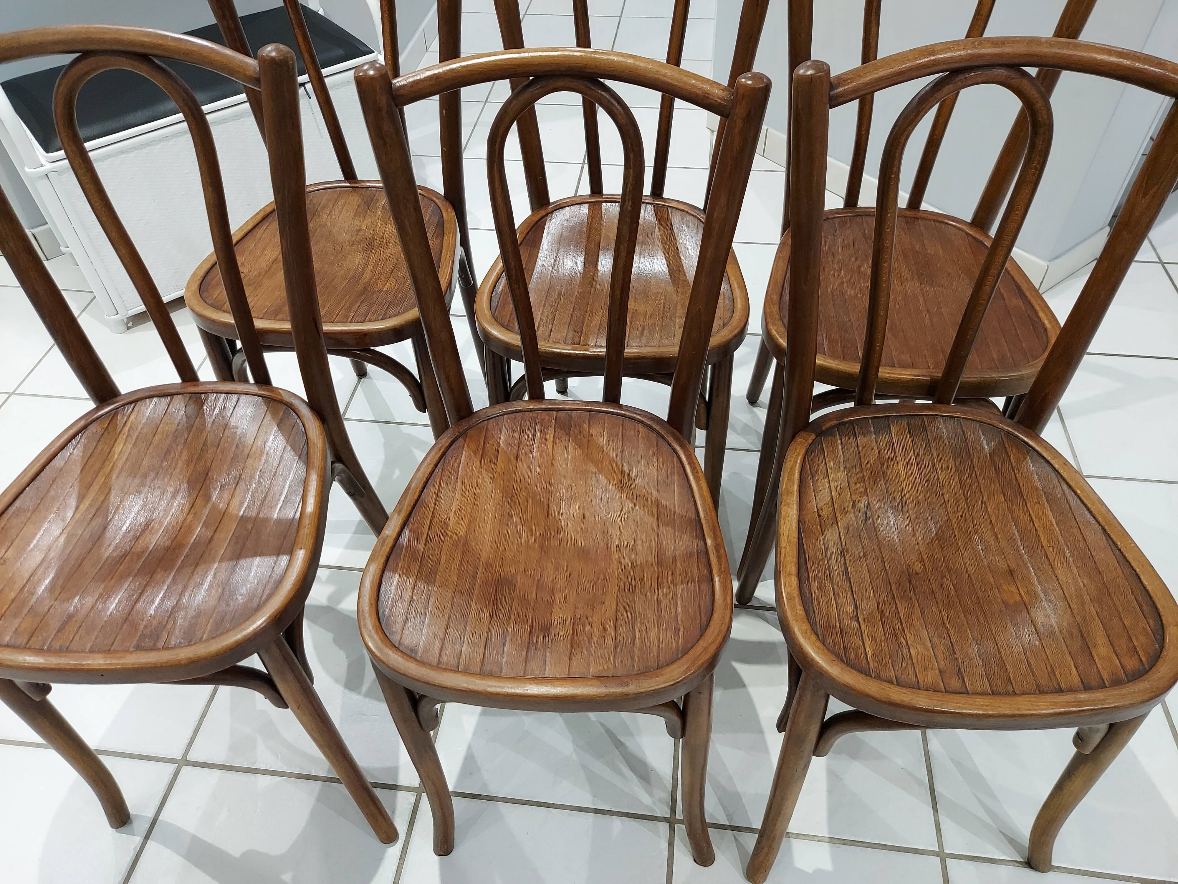 Suite of 6 vintage bistrot chairs 1930s