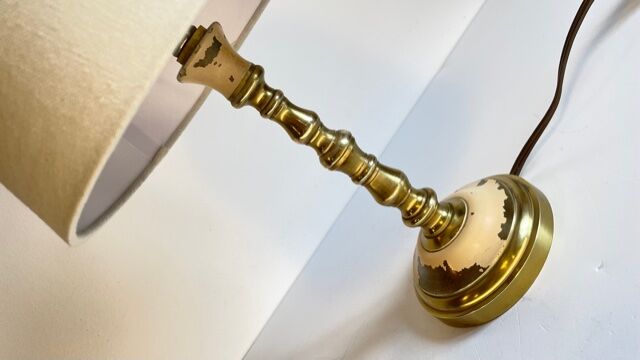 Solid brass lamp and fabric, 60s