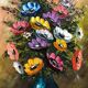 Oil on canvas, still life with anemones