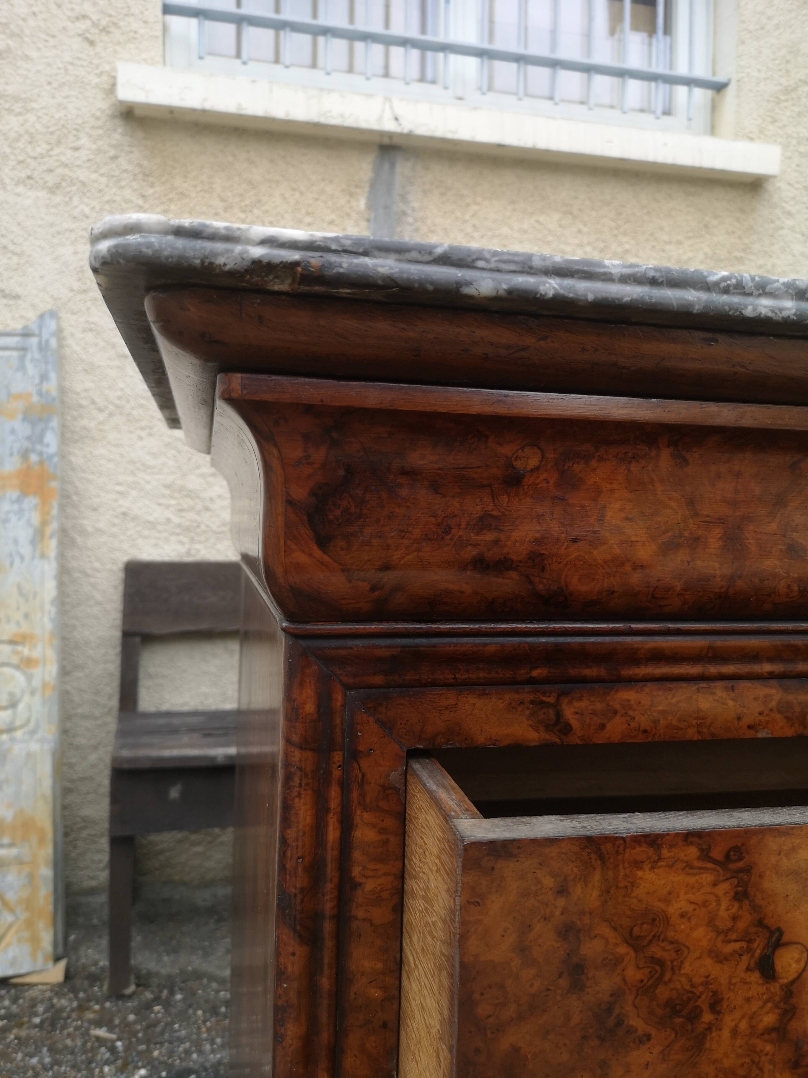 Louis Philippe burl walnut chest of drawers