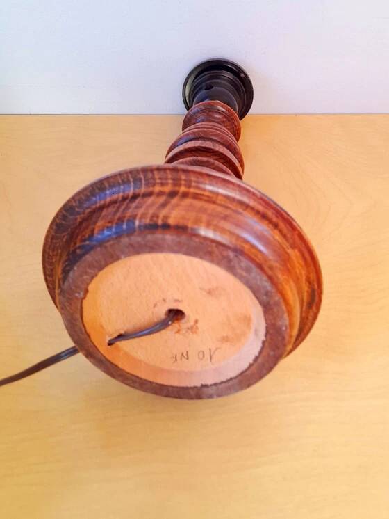Turned wood lamp