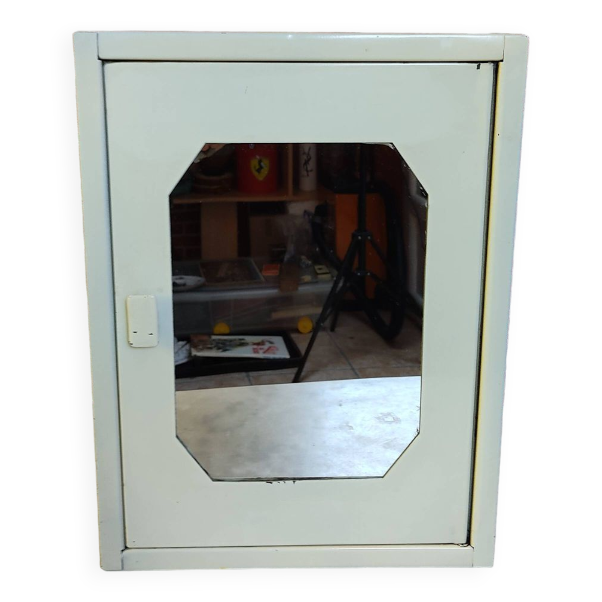 Sheet metal bathroom cabinet with mirror