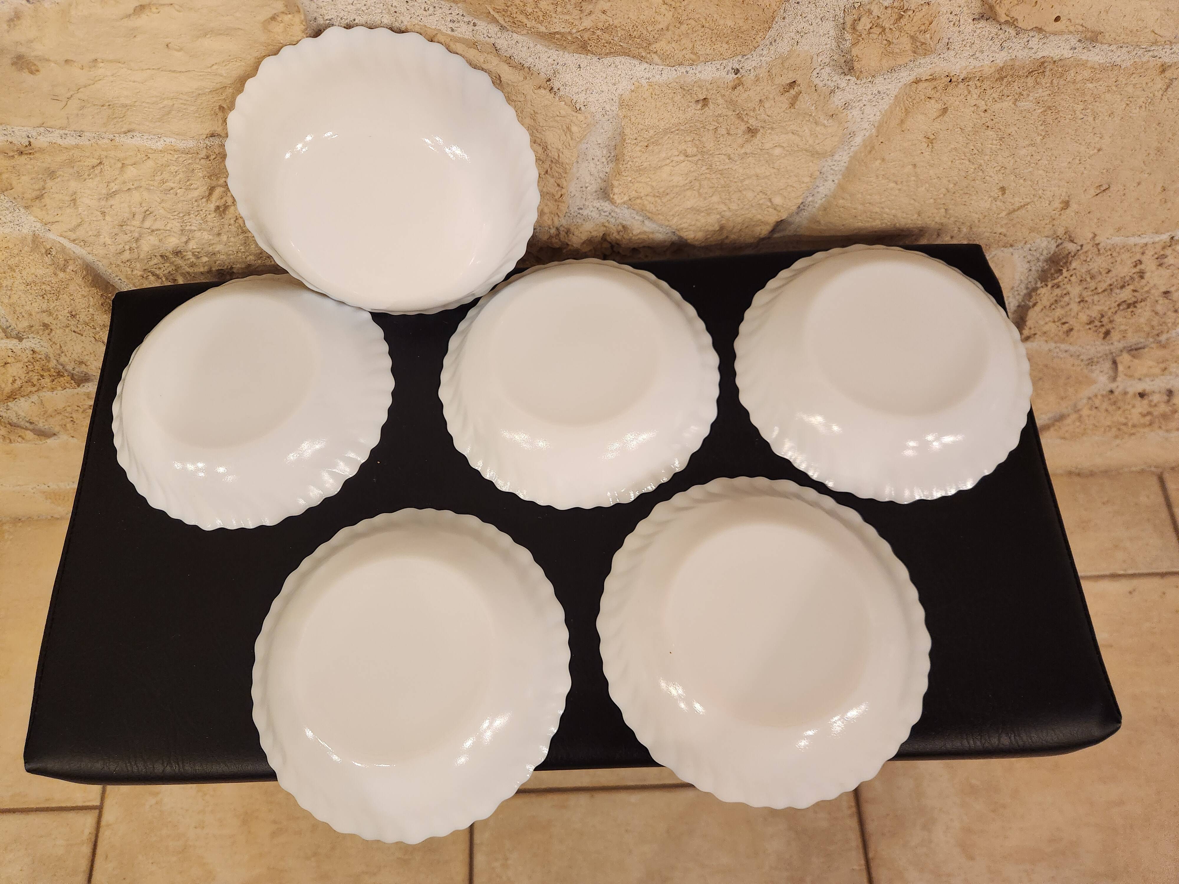 Set of 6 floral deep plates by Arcopal – 1970s/80s – Ø18 cm