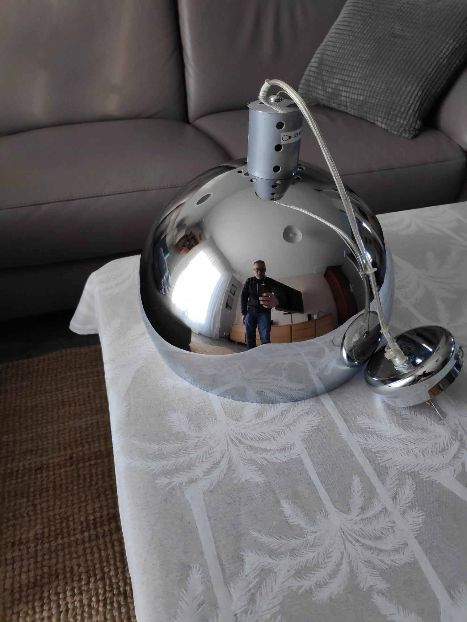 Magnificent vintage chrome pendant light