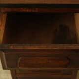 Vintage oak desk with its stool.
