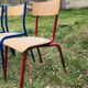 Set of 5 school chairs years '70 in red and blue