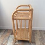 70s bamboo rattan side table