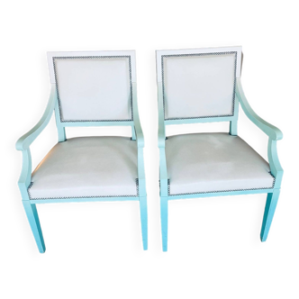2 hand-made and painted armchairs by Gilles Nouailhac