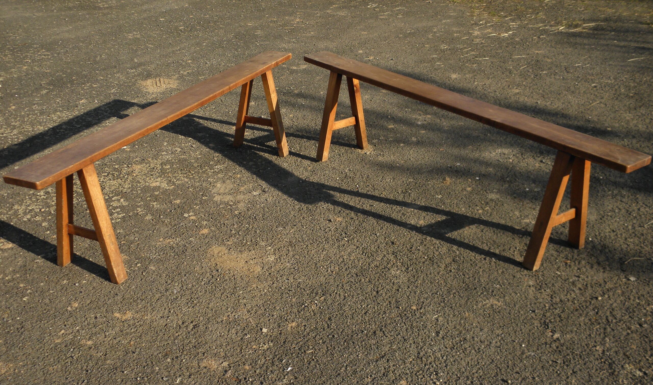 Pair of cherry farm benches