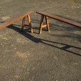 Pair of cherry farm benches